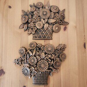 Vintage Syroco Flower Basket Wall Hangings